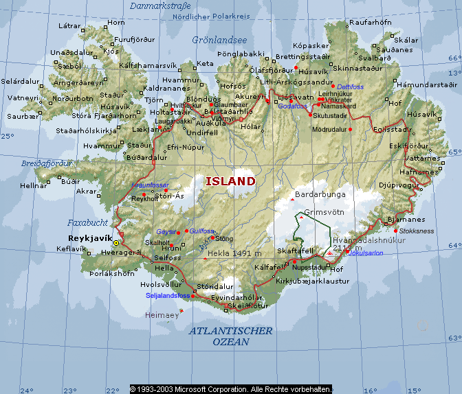 Karte von Island