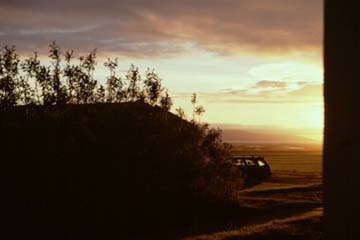Sonnenuntergang bei Laugarbakki